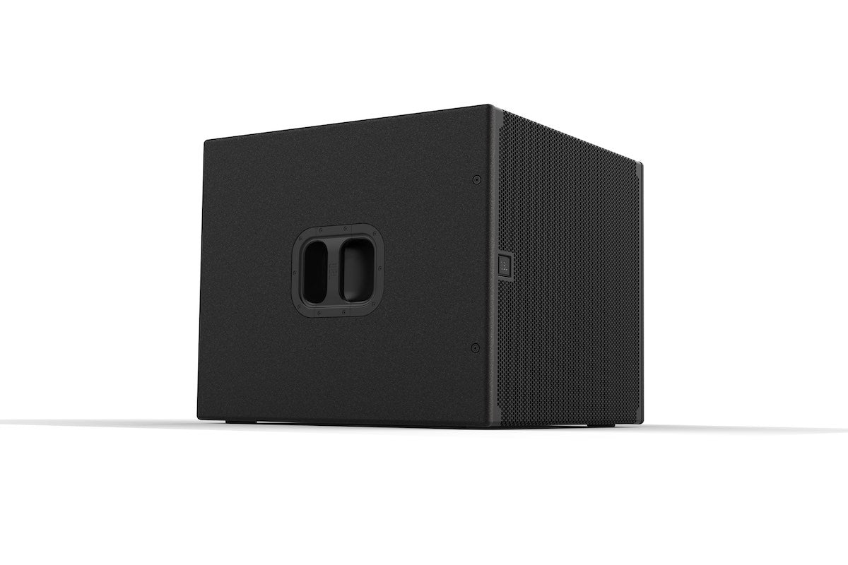 JBL SRX918S side view of subwoofer and side handle.