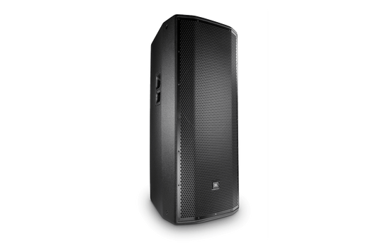 JBL PRX825w, front of powered speaker with grille.