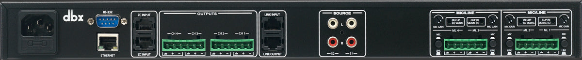dbx ZonePro 640M - zone processor back of product.