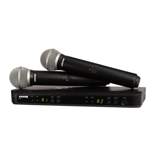 Shure BLX288 and PG58 Dual Handheld Wireless Microphone Combo.