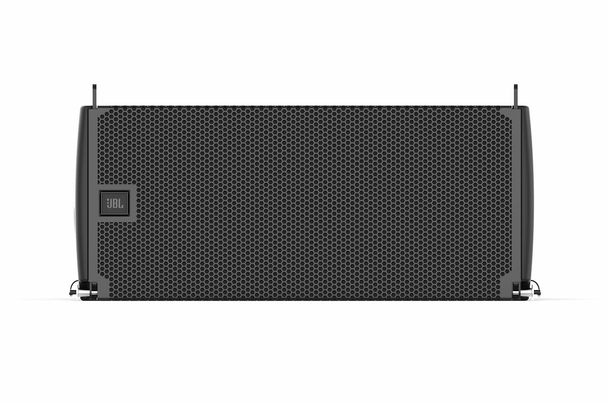 Front of JBL SRX 910 line array speaker.