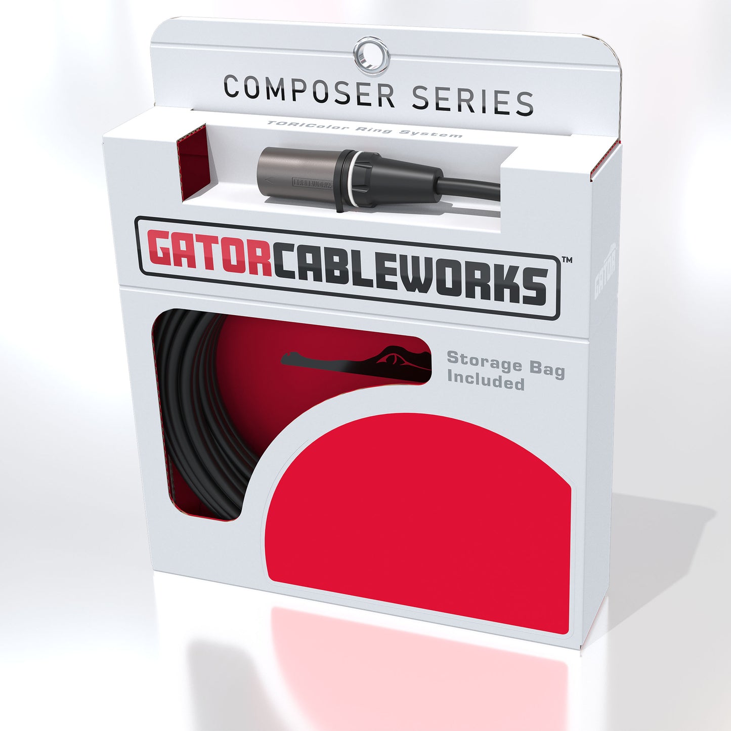 Gator Cableworks 10 foot XLR cable in a white and red box.