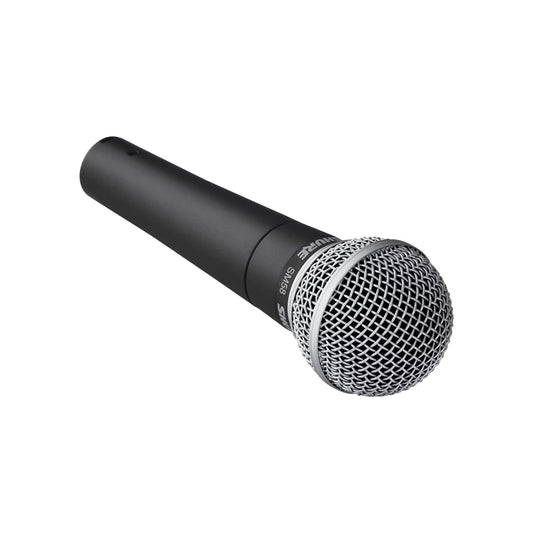 Shure SM58 microphone side view.