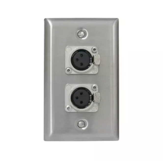 Wall Plate w/Mic Connectors (F) - Double